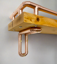 Load image into Gallery viewer, Wooden Shelf With Copper Gallery Rail