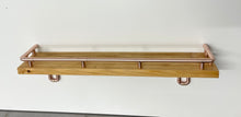 Load image into Gallery viewer, Wooden Shelf With Copper Pipe Gallery Rail And Copper Pipe Shelf Brackets