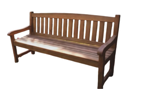 outdoor wood bench made from iroko wood