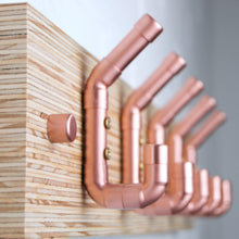 Load image into Gallery viewer, Copper pipe Coat Rack With Plywood End Grain Plinth