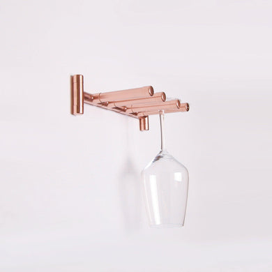 Copper Pipe Wall Mounted Wine Glass Rack By QuirkHub