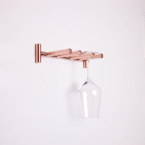 Copper Pipe Wall Mounted Wine Glass Rack By QuirkHub