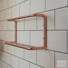 Load image into Gallery viewer, Copper Double Rail Towel Rail On White Tiles