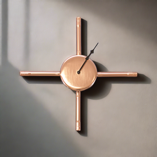 Handmade Copper Wall Clock With Black Hands