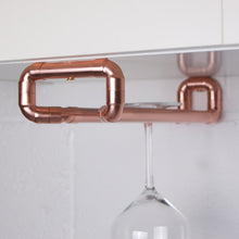 Load image into Gallery viewer, Copper Wine Glass Hanger, Wine Glass Storage Solutions For Under Cabinet