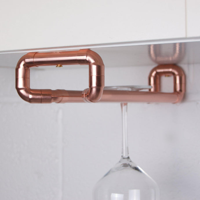 Copper Wine Glass Hanger, Wine Glass Storage Solutions For Under Cabinet