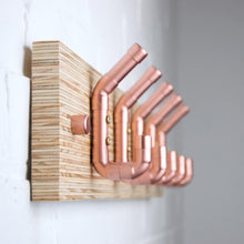 Load image into Gallery viewer, Copper pipe Coat Rack With Plywood End Grain Plinth